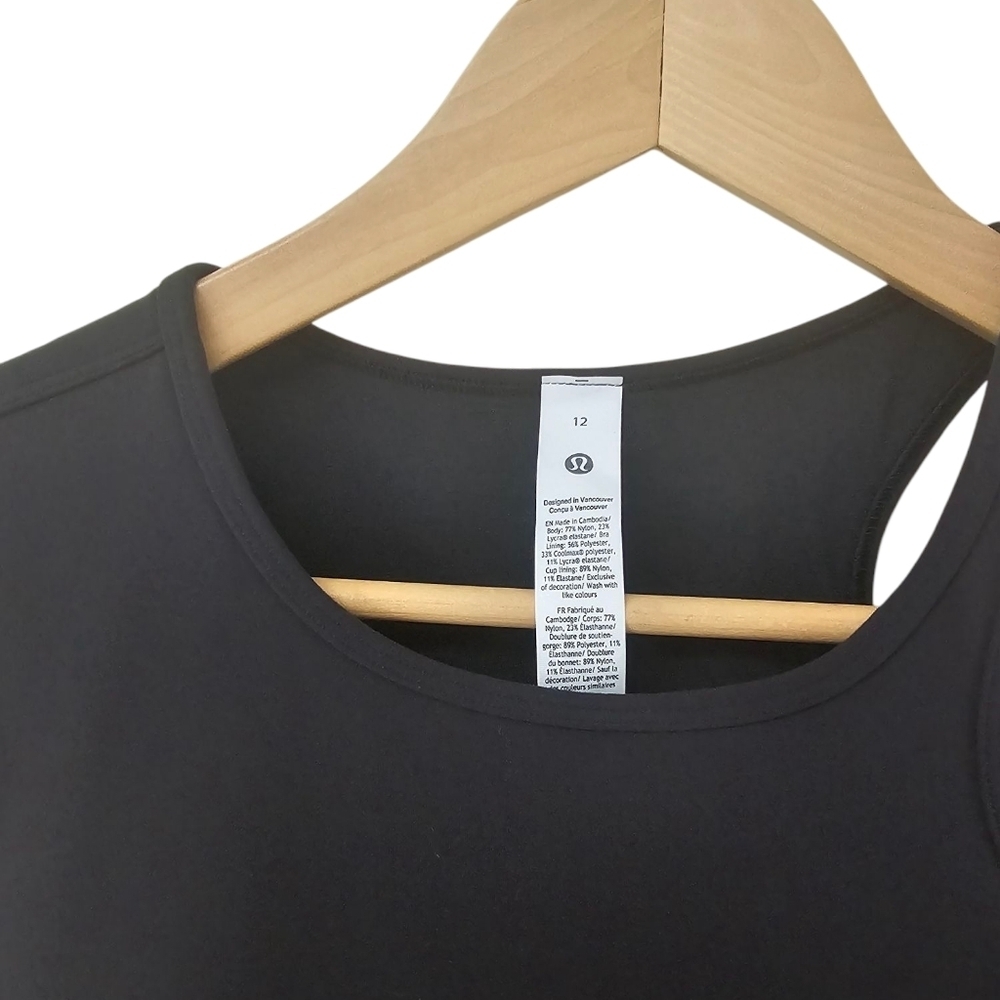 Lululemon Black Mastered Motion Cropped asymmetrical Top With The Built In Bra12 - Picture 5 of 7